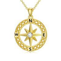 TOUPOP 14K Yellow Gold Compass Pendant Necklace For Women Gift-undefined