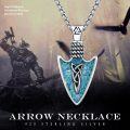 wholesale 925 Sterling Silver Blue Opal Celtic Knot Viking Arrowhead Necklace for Men-0-4