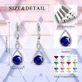 wholesale 925 Sterling Silver Birthstone Threader Earrings Infinity Long Chain Drop Pull Through 12 Stone Birthday Jewelry Gifts for Women-0-153