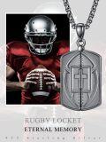 wholesale 925 Sterling Silver Football Cross Photo Locket Necklace for Men's Gifts-0-5