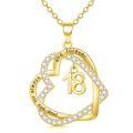 TOUPOP Sterling Silver Gold Plated Heart Pendant Necklace 18th Birthday Anniversary Jewelry Gift-0-0