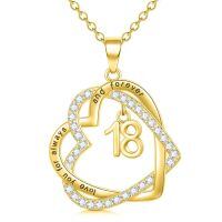 TOUPOP Sterling Silver Gold Plated Heart Pendant Necklace 18th Birthday Anniversary Jewelry Gift-undefined