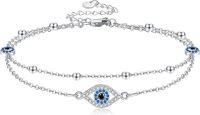 wholesale 925 Sterling Silver Evil Eye Charm Anklet for Women Christmas Gift Ideas-Evil Eye