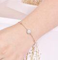 wholesale 925 Sterling Silver White Round Opal Beaded Chain Bracelet for Women s-0-3