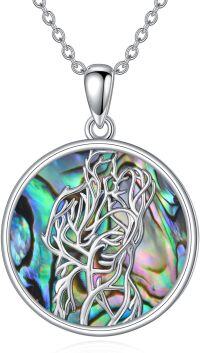 wholesale 925 Sterling Silver Tree of Life Abalone Shell Pendant Necklace for Women Romantic s-F+Hug Tree of Life