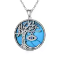 TOUPOP Sterling Silver & Turquoise Tree Of Life Necklace-0-0