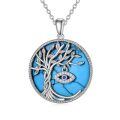 TOUPOP Sterling Silver & Turquoise Tree Of Life Necklace-0-0