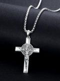 wholesale 925 Sterling Silver Saint Michael Cross Pendant Necklace  with Jesus Christ and Archangel Uriel Design for Men Women  36cm Chain Length-0-2