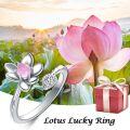 wholesale 925 Sterling Silver Pink Cat Eye Lotus Ring for Women, Adjustable Gift-0-4