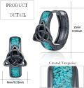 wholesale 925 Sterling Silver Blackened Celtic Knot Turquoise Hoop Earrings for Men & Women-0-1