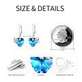 wholesale 925 Sterling Silver Blue Crystal Heart Koala Dangle Earrings for Sensitive Ears-0-5