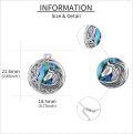 wholesale 925 Sterling Silver Round Celtic Knot Unicorn Head Abalone Shell Locket Pendant Necklace for Women Girls Lucky Charm  43mm x 68mm-0-2
