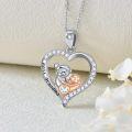 wholesale 925 Sterling Silver Heart Pendant Grandma and Granddaughter Love s for Women-0-2