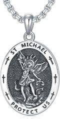 wholesale 925 Sterling Silver St Michael Archangel Protect Us Medal Necklace for Men & Women-0-0