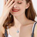 wholesale 925 Sterling Silver Celtic Moon Star Necklace with Blue Crystal Pendant for Women Girls 18th Birthday Gifts-0-3