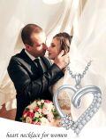 wholesale 925 Sterling Silver 925 Cubic Zirconia Heart Pendant Necklace for Women-0-3
