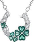 wholesale 925 Sterling Silver Green Enamel Four-Leaf Clover Pendant Necklace for Women-0-0