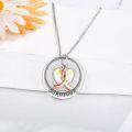 wholesale 925 Sterling Silver Heart-Shaped Pendant with Pink Ribbon and Yellow Crystal Survivor Necklace for Breast Cancer Awareness Gifts-0-2