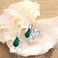 wholesale 925 Sterling Silver Malachite Sea Turtle Stud Earrings - Hawaiian Ocean Jewelry for Women-0-1