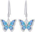 wholesale 10K Gold Blue Opal Butterfly Drop Earrings for Women-0-0