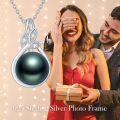 wholesale 14K Gold Leaf Design with Black Tahitian Pearl Pendant Necklace (AAA Quality)-0-4