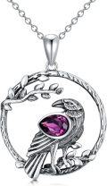wholesale 925 Silver Crow Necklace with Birthstone Crystal - Magical Raven Pendant for Women, 0.87-0-0