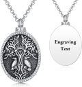 wholesale 925 Sterling Silver 925 Oval Viking Urn Necklace w/Engraved Tree of Life & Funnel Set-0-0