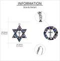 wholesale 925 Sterling Silver Star of David with Cross Drop Earrings for Women - Jewish and Christian  Ideas-0-4