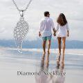 wholesale 925 Sterling Silver Cubic Zirconia Angel Wing Pendant with 18 Cable Chain Necklace Jewelry for Women Girls Gift Boxed-0-4