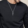 TOUPOP Stainless Steel Zircon Gothic Cross Pendant Necklace for Men-0-1