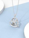 wholesale 925 Sterling Silver Engraved Volleyball Heart Cross Pendant Necklace for Women-0-3