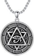 wholesale 925 Sterling Silver Gold-Plated All Seeing Eye Pendant with Star and Horus Symbol on  - Protection Jewelry for Men & Women-0-0