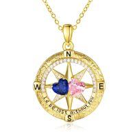 wholesale 925 Sterling Silver Compass Pendant with Birthstones for Women-09-10-Sept-Oct
