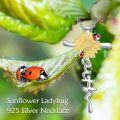 wholesale 925 Sterling Silver Sunflower Ladybug Cross Pendant Necklace for Women Gifts for Mom Wife-0-5