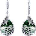 wholesale 925 Sterling Silver Green Agate Stone Drop Dangle Earring  for Women Girls Mother's Day Birthday Anniversary Christmas Holiday Present Idea (Horse)-0-0