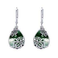 wholesale 925 Sterling Silver Watermelon Tourmaline Water Drop Dangle Earrings-Jellyfish-Moos Agate-Jellyfish-Moos Agate