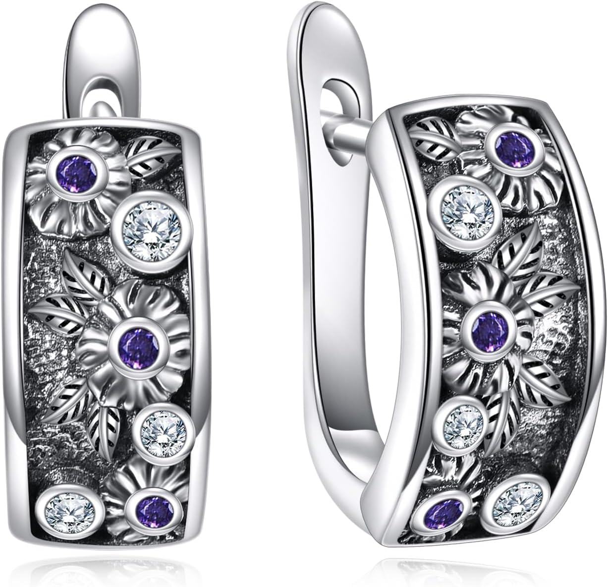 Metal Stone Flower Hoop Earrings Daisy Sunflower Morning Glory Floral Jewelry Gifts for Women-0-0