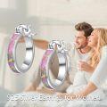 wholesale 925 Sterling Silver Pink Opal Inlay Small Hoop Earrings for Women-0-1