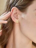 wholesale 925 Sterling Silver Cute Teddy Bear Heart Moonstone Gold Plated Stud Earrings-0-2