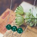 wholesale 925 Sterling Silver Green Agate Round Bead Healing Pendant Necklaces for Women 3 Balls  Set-0-2