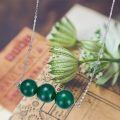wholesale 925 Sterling Silver Green Agate Round Bead Healing Pendant Necklaces for Women 3 Balls  Set-0-2