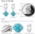 wholesale 925 Sterling Silver Natural Turquoise Square Drop Leverback Earrings-0-1