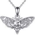 wholesale 925 Sterling Silver Skull Moth Pendant Necklace Gothic Halloween Gifts for Her-0-0