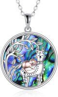 wholesale 925 Sterling Silver Abalone Shell Tree of Life Sloth and Llama Pendant Necklace-0-0