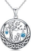 wholesale 925 Sterling Silver Blue Crystal Tree of Life Pendant Necklace s for Women-0-0