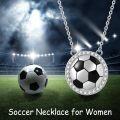 wholesale 925 Sterling Silver Black and White Soccer Ball Pendant Necklace for Sports Lovers-0-5