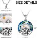 wholesale 925 Sterling Silver Round Blue Topaz Mountain Pendant Necklaces for Women Christian Gifts Jewelry-0-3