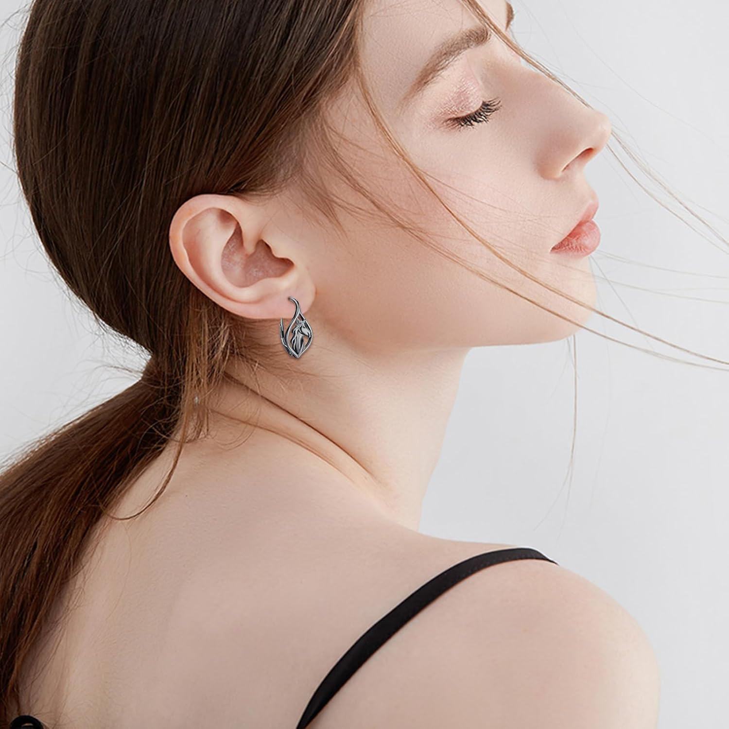 wholesale 925 Sterling Silver Hypoallergenic Unicorn Hoop Earrings for Women-0-3