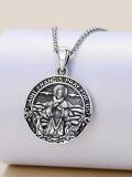 wholesale 925 Sterling Silver Saint Francis Prayer Medal Pendant Necklace for Women and Men-0-3