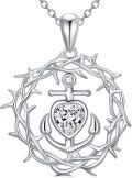 wholesale 925 Sterling Silver & White Crystal Anchor Necklace for Women, Sailor Gift, Bridesmaid Jewelry, Birthday Christmas Anniversary Present-0-0